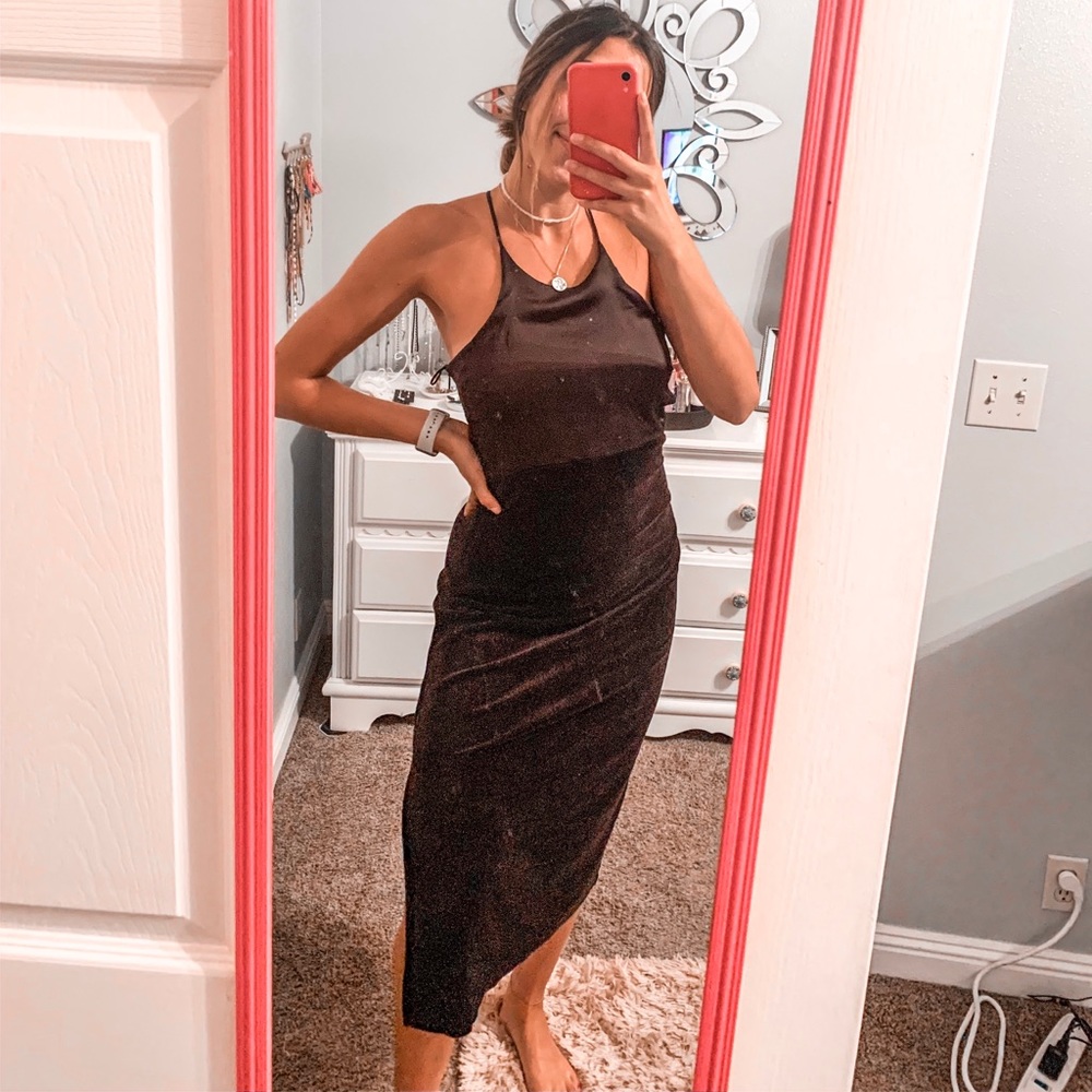 JUICY COUTURE Black Velevt/Silk Dress